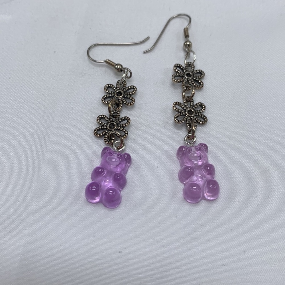 Purple Gummy Bear Earrings - Picture 2 of 4